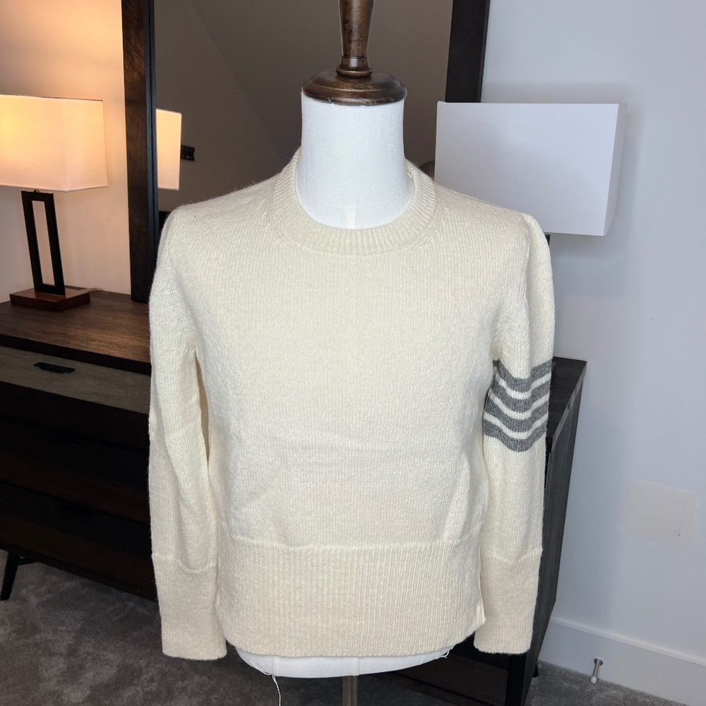 Thom Browne Classic Merino Wool Crewneck Sweater. 